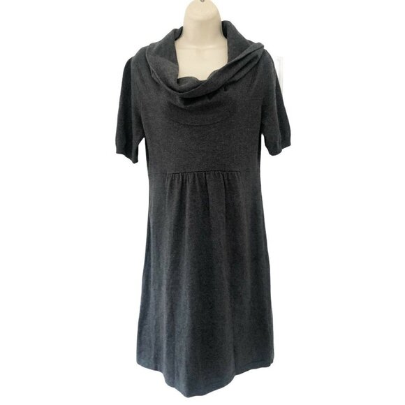 Banana Republic Gray Cowl Neck Sweater Dress Cotton Angora Blend M - Picture 1 of 7